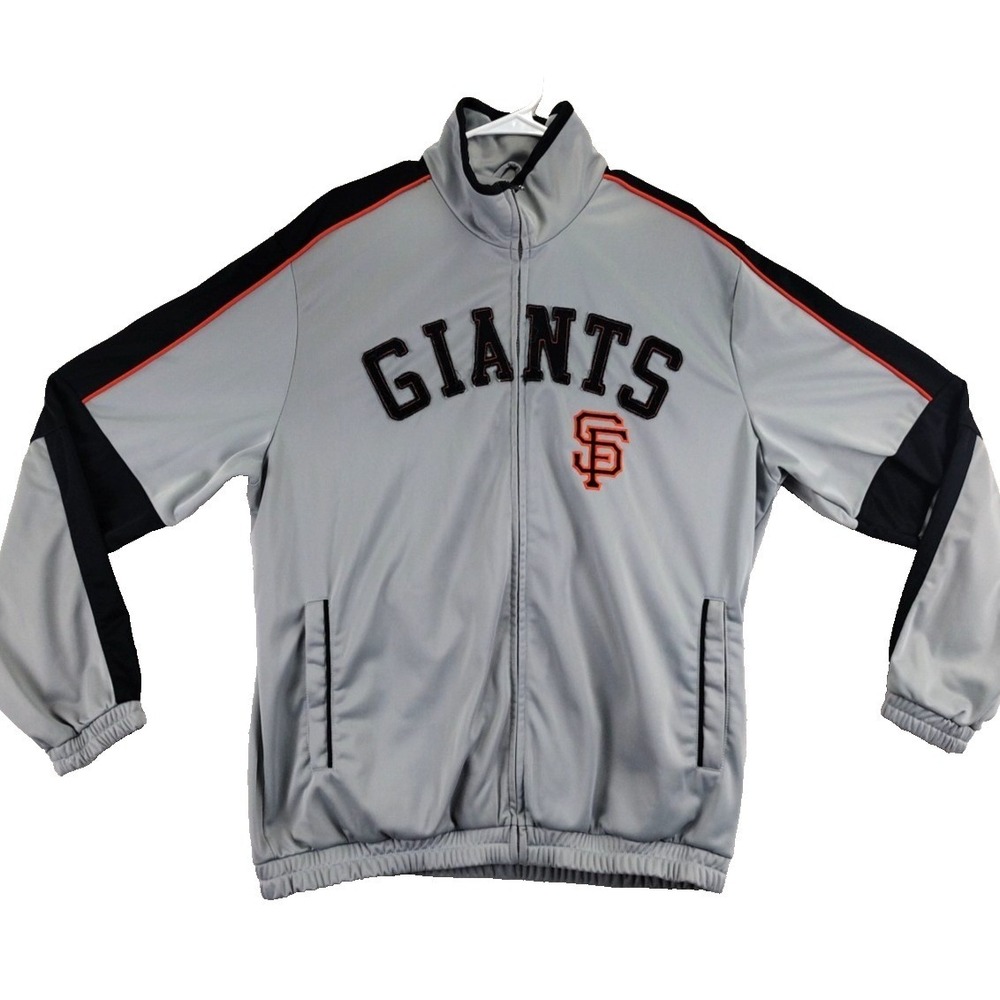 Mens San‎ Francisco Giants Track Jacket Full Zip MLB Baseball Adult L Grey